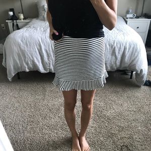 Black & White Striped Ruffle Skirt